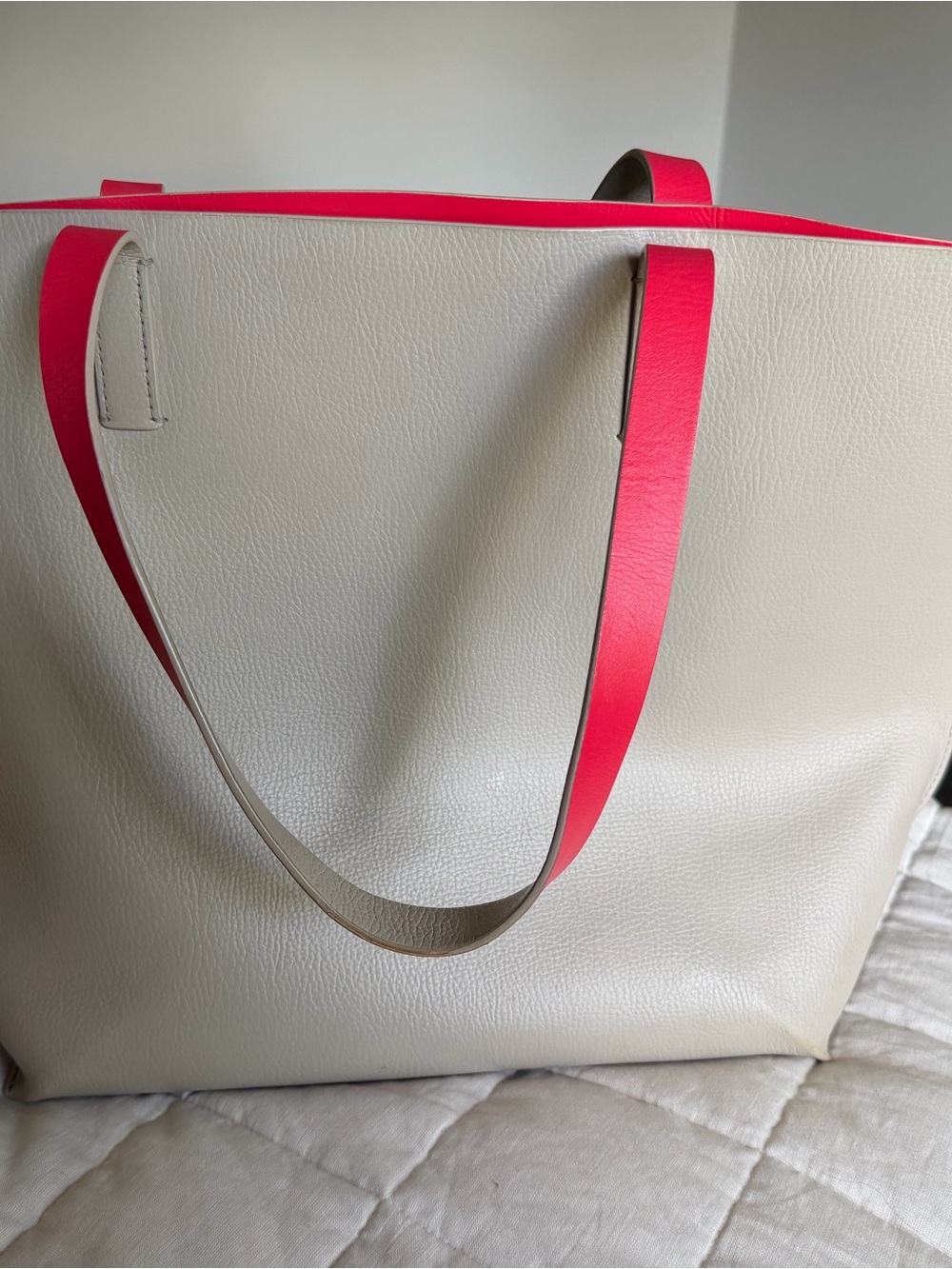 kate spade Cream Tote with Pink Trim